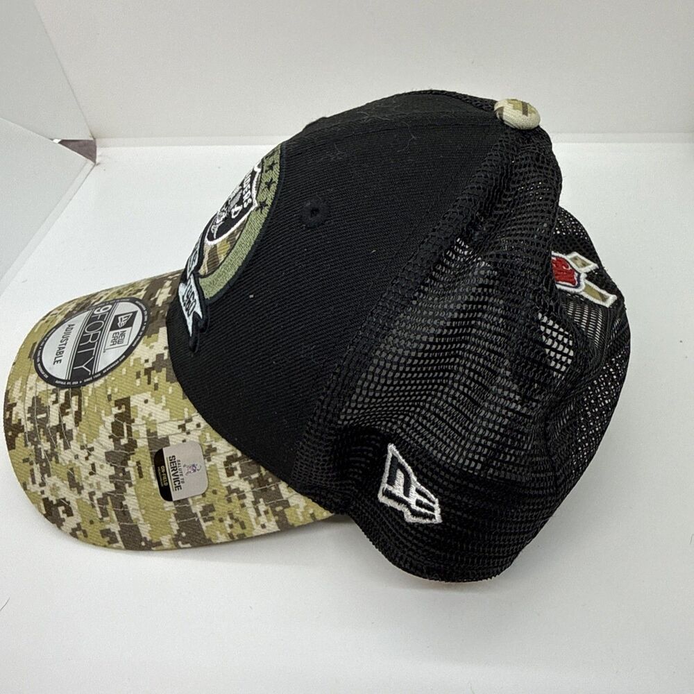 Las Vegas Raiders New Era Salute to Service 9Forty Camo Cap Trucker Hat Snapback - Picture 4 of 7